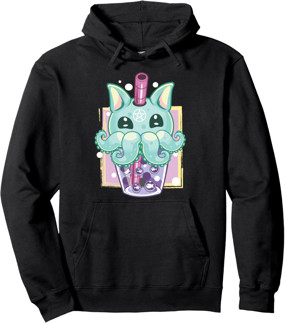 Kawaii Pastel Goth Creepy Creature Boba Bubble Tea Vaporwave Pullover Hoodie
