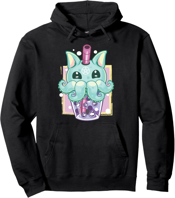 Kawaii Pastel Goth Creepy Creature Boba Bubble Tea Vaporwave Pullover Hoodie