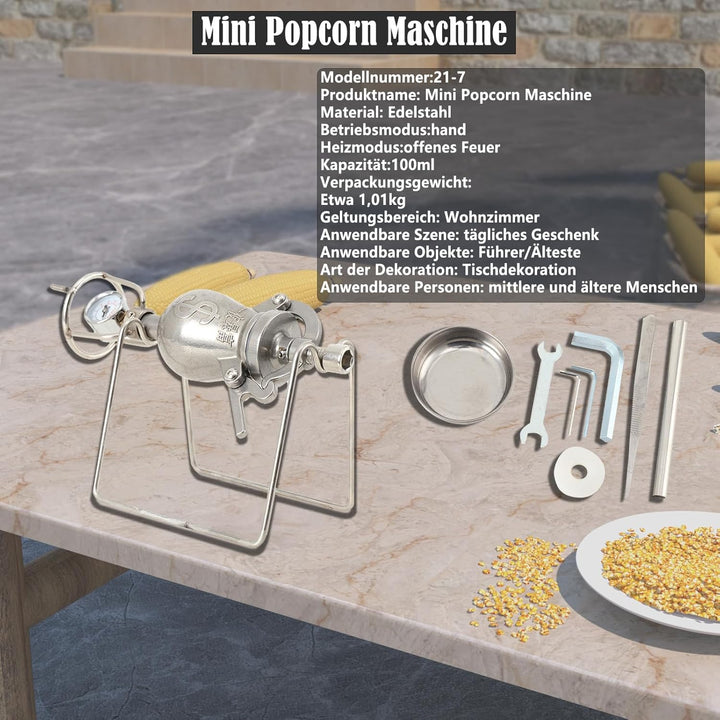LALABU Hochdruck-Popcornmaschine,100ml Hand-Popcorn-Maschine, Edelstahl-Popcorn-Kanone, Mini Hochdru