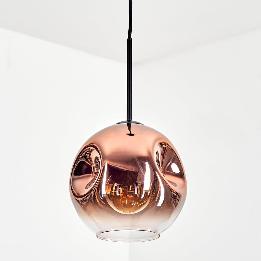 HOFSTEIN Hängeleuchte Ripoll, 1-flammige Hängelampe aus Metall/Glas in Schwarz/Kupfer/Klar, moderne