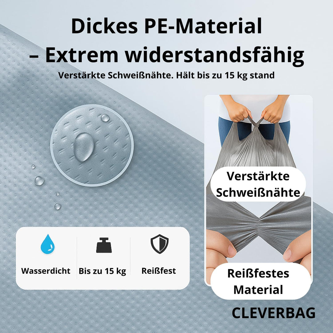 CLEVERBAG 10er-Pack XXL Kleidersäcke 82×125 cm – Wasserdichtes, widerstandsfähiges PE – Grosse Umzug