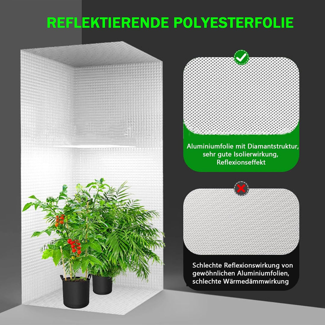 Growzelt Komplettset Anbau Set mit 200W LED Vollspektrum Grow Lampe Dimmbar, 120x120x200cm GrowZelt