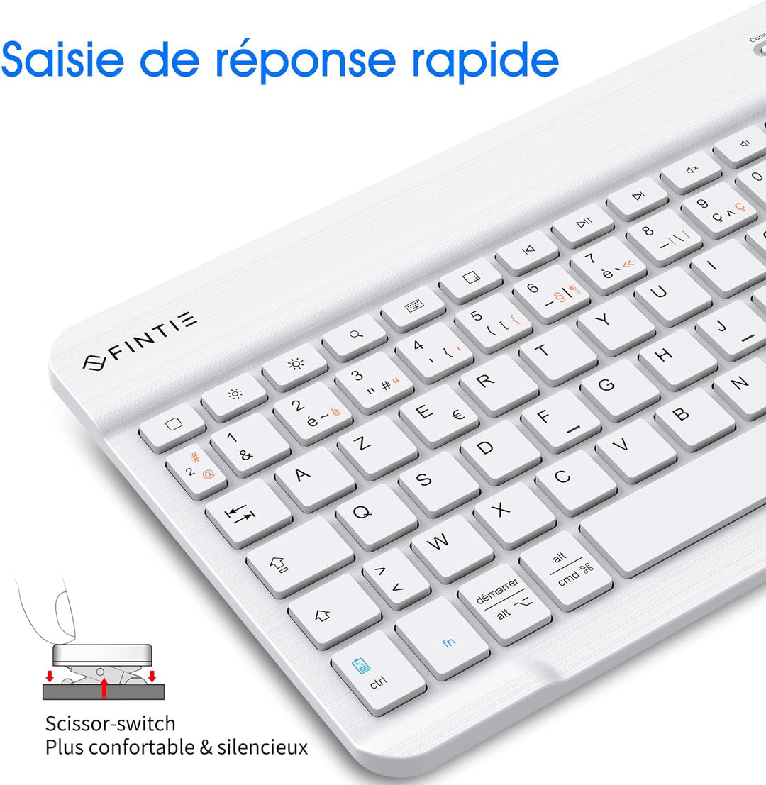 Fintie French AZERTY Keyboard 10 Zoll Bluetooth Tastatur Light Thin (6mm) Tastatur für iOS/Android,