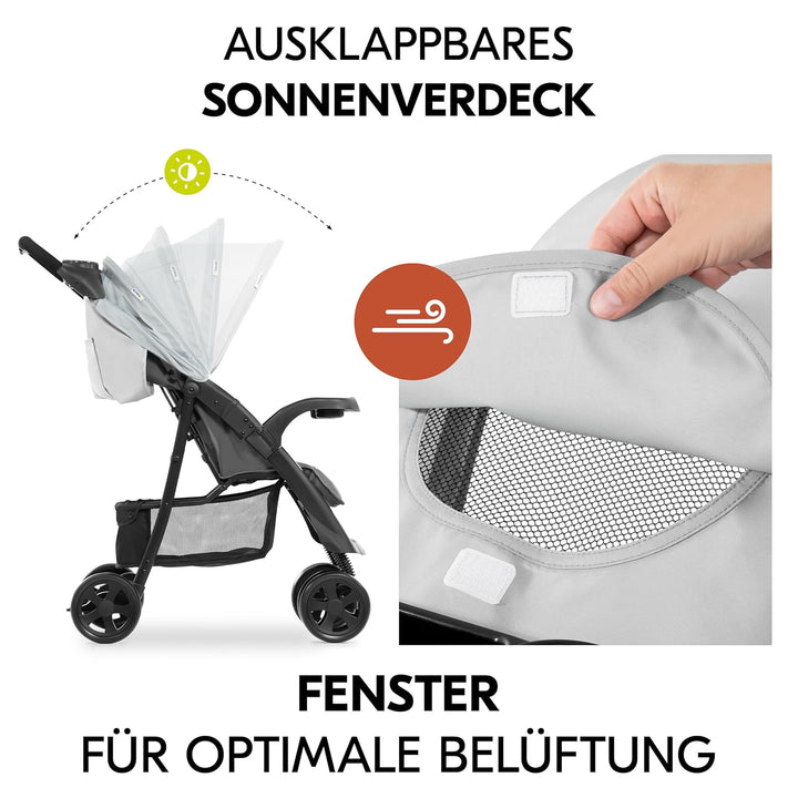 hauck Shopper Neo II Buggy inkl. Zubehör &amp; Fehn Spieltier - Grey | Sportbuggy mit Einhand-Faltmechan