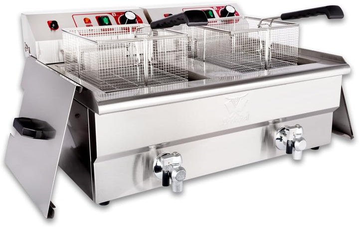Beeketal 'BWF-162' Profi Gastronomie Doppel Kaltzonen Fritteuse (2 x 16l Volumen für max. 2 x 11l Öl