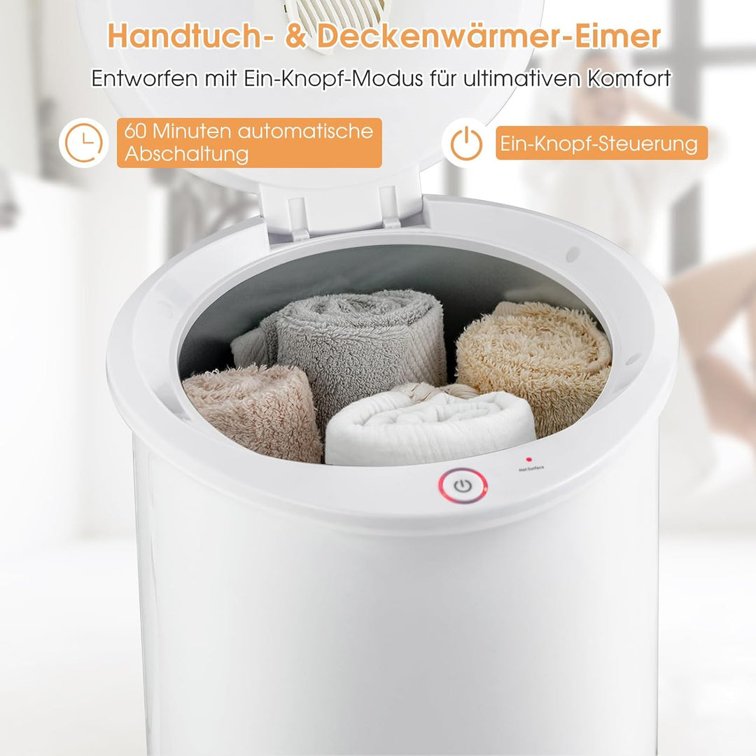 COSTWAY 21L Handtuchwärmer Eimer, Handtuchtrockner mit 20-90 Min. Timer & 2-5H Trocknungsmodus, Deck