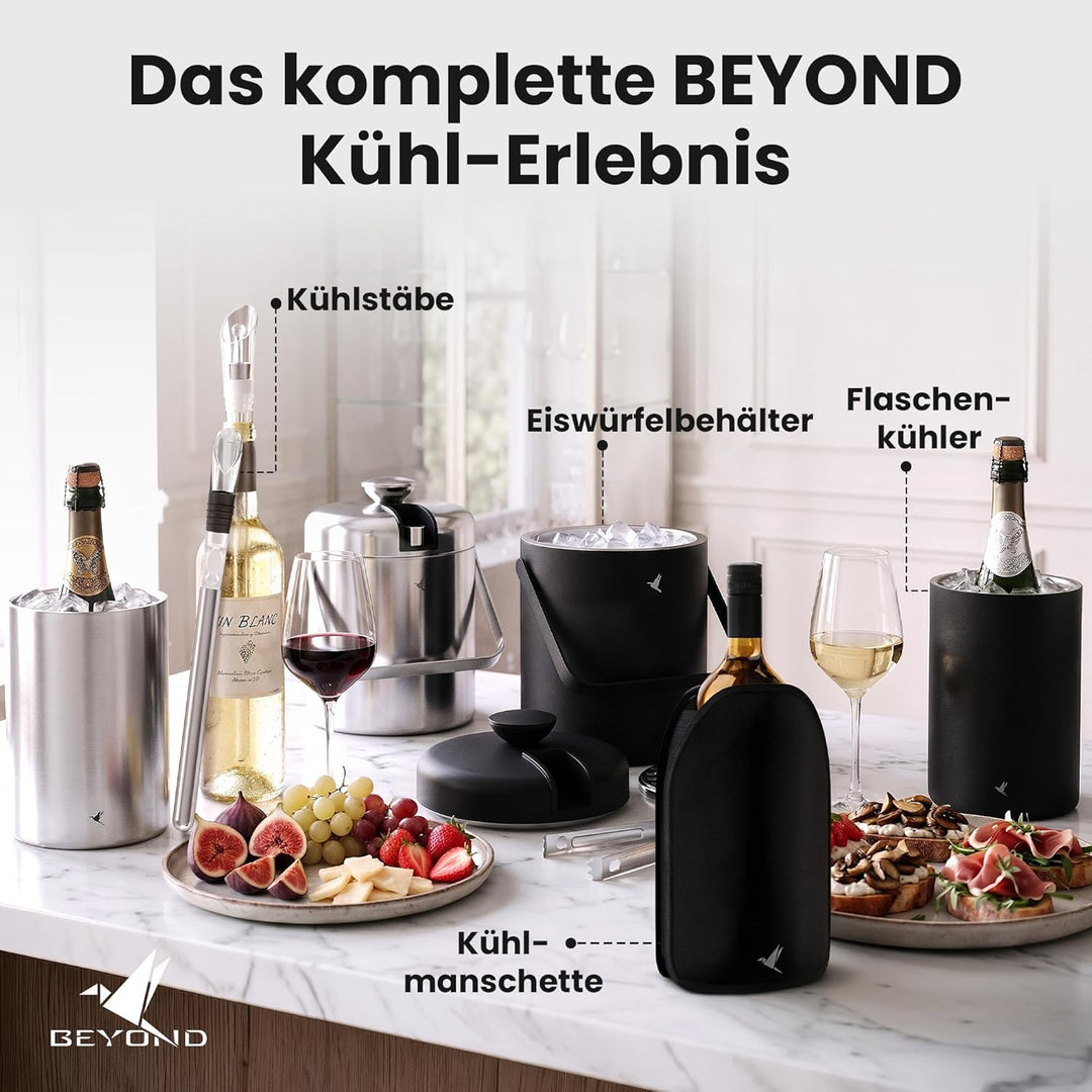 Beyond Weinkühler Manschette 2er Set - Kühlmanschette für Wein & Sekt - Flaschenkühler für unterwegs