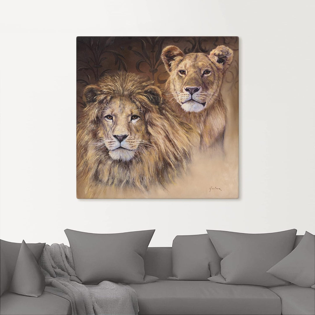 ARTland Leinwandbilder Wandbild Bild auf Leinwand 50 x 50 cm Tiere Wildtiere Raubkatze Malerei Braun