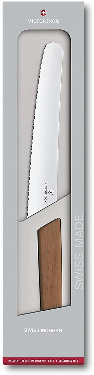 Victorinox, Swiss Modern, Profi Brot- und Konditormesser, Extra Scharfe Klinge, Wellenschliff, 22 cm