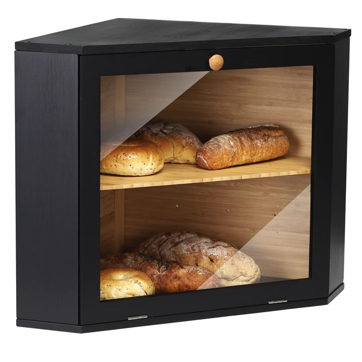 Leader Accessories Bambus Brotkasten 2 Etagen Brotbehälter für Ecke lebensmittelecht Brotaufbewahrun