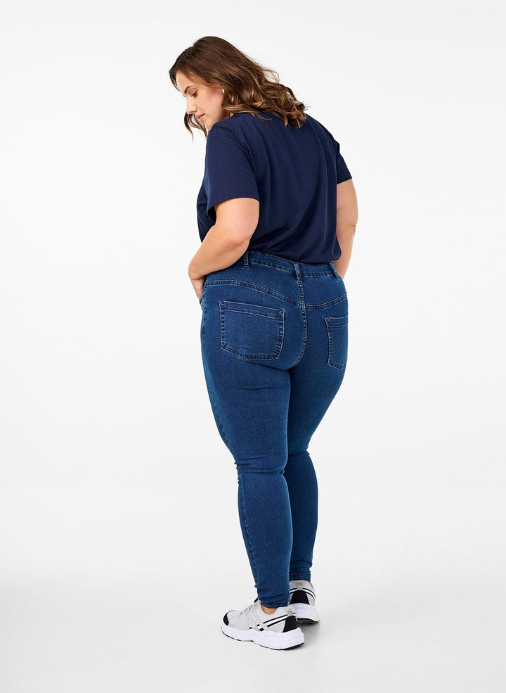 Zizzi Grosse Grössen Damen Super Slim Amy Jeans mit hoher Taille Gr 42-56 44W / 32L Dark Blue, 44W /