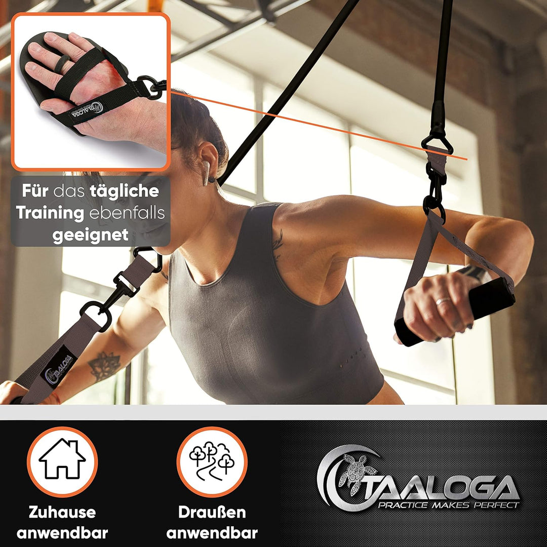 TAALOGA® 2in1 Zugseil Schwimmtraining Zugseiltraining mit Handpaddles und Griffen Schwarz, Schwarz