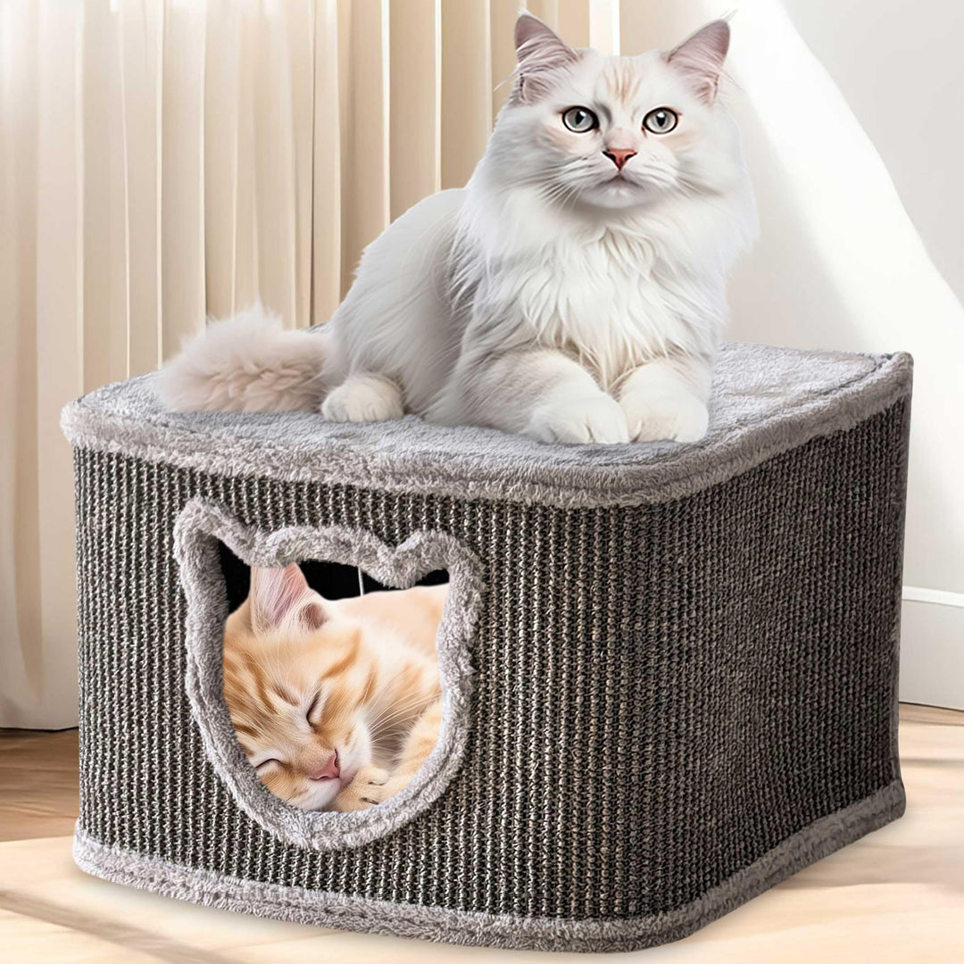 zooprinz Premium Katzenhaus – Katzenkorb für Katze – mit dicken Sisal Wänden an der Katzenbox – Höhl