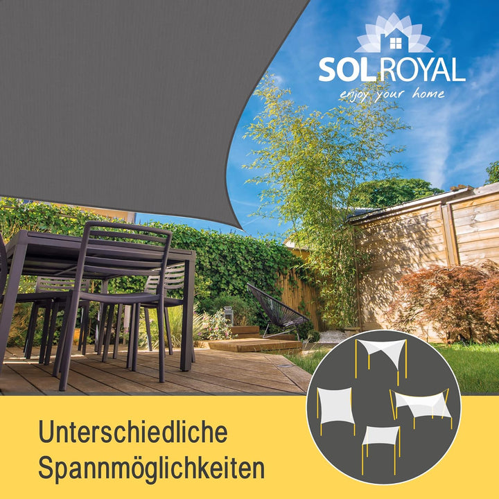 Sol Royal Sonnensegel rechteckig 5x6m Wasserdurchlässig HDPE Atmungsaktiver Balkon Terrasse Segeltuc