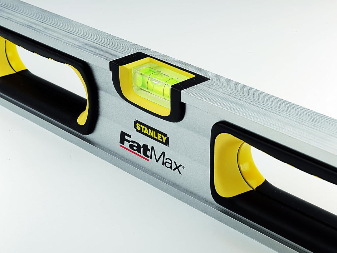 Stanley FatMax Wasserwaage II (90 cm Länge, 1 horizontale/2 vertikale Libellen, Hohlprofil, Aluminiu