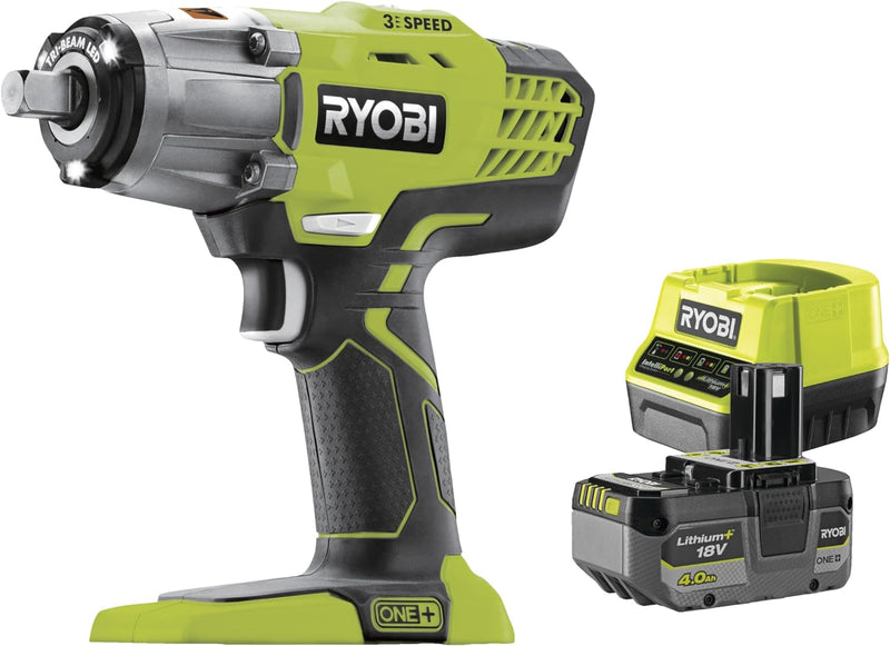 RYOBI 18 V ONE+ Akku-Schlagschrauber R18IW3-140GZL (max. Drehmoment 400 Nm, 1/2 Zoll Vierkant-Aufnah