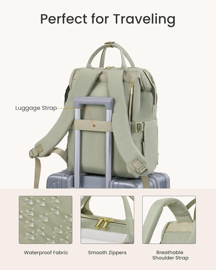 LOVEVOOK Laptop Rucksack Damen, 15,6 Zoll Schulrucksack Teenager für Grosse Trinkflasche, Travel Bac