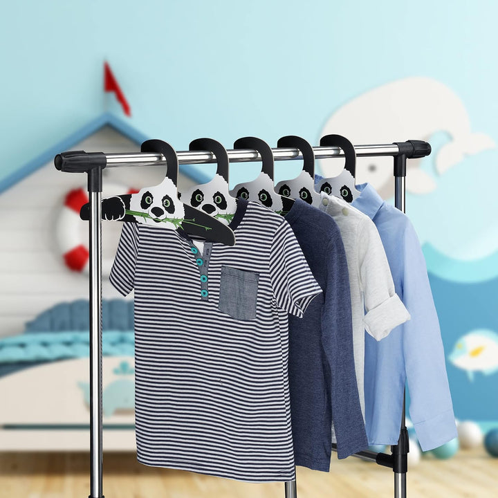 Relaxdays 60 x Kinderkleiderbügel, Panda Design, Kleiderbügel Mädchen & Jungen, recycelter Karton, s