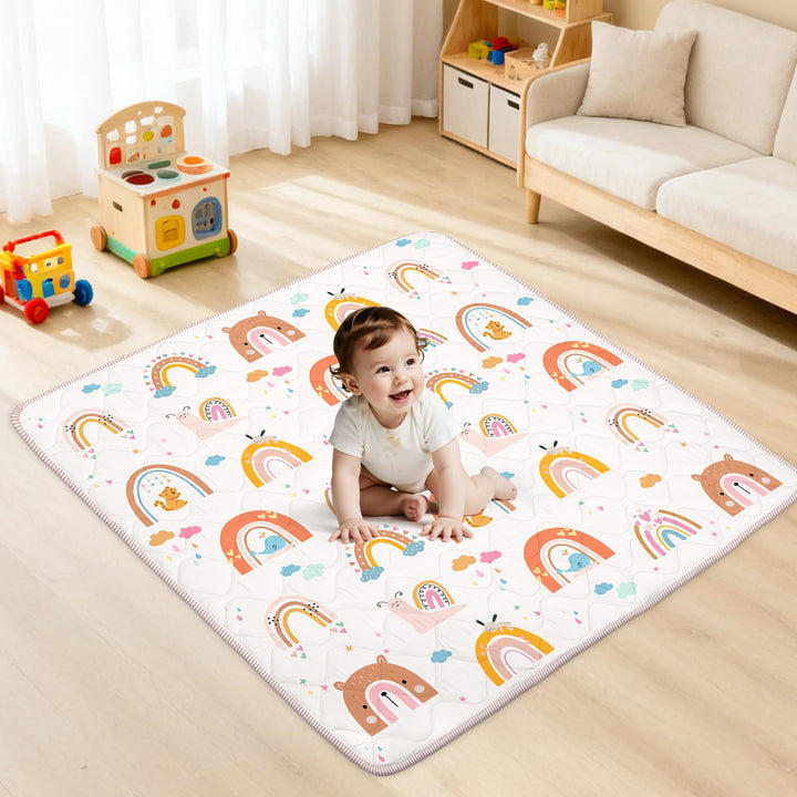 Krabbelmatt Baby 127x127cm,Faltbar Spielmatte Baby,Weiche Dicke Krabbeldecke maschinenwaschbare für