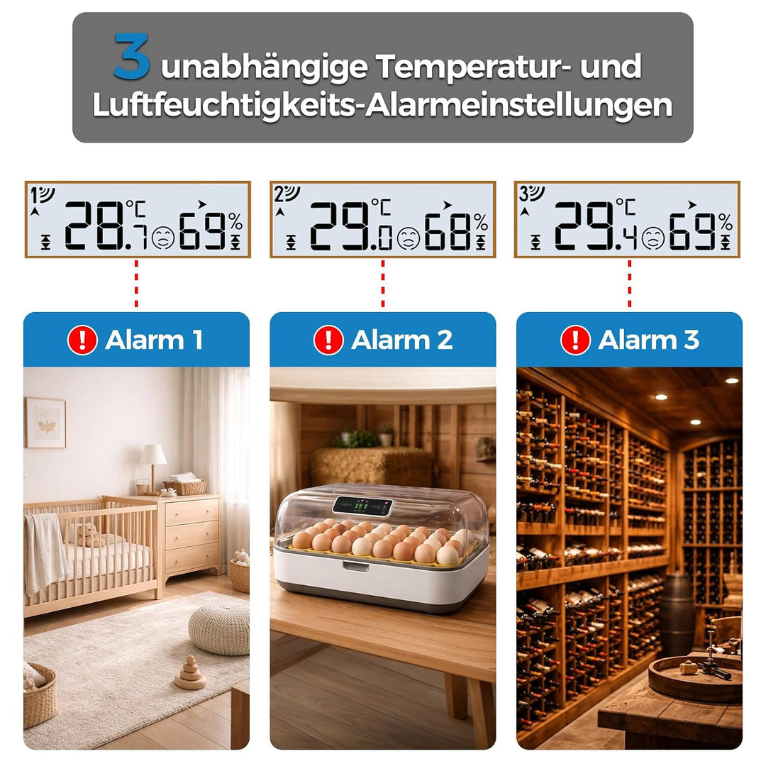 Funk Wetterstation mit 3 Aussensensoren, mit 330 Ft Reichweite Sensor und Verstellbare Hintergrundbe