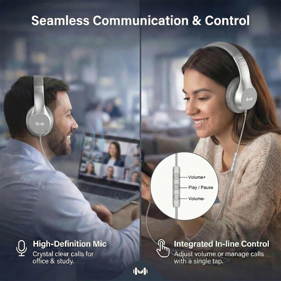 Kabelgebundene Over-Ear-Kopfhörer mit USB-C-Adapter und 3,5-mm-Klinke, Mikrofon, In-Line-Steuerung,