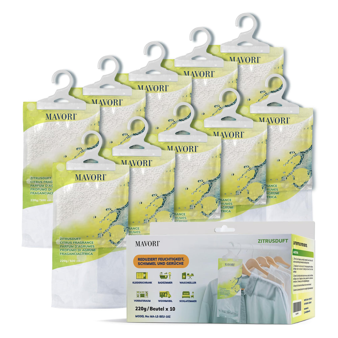 10er Set Luftentfeuchter zum Aufhängen I Luftentfeuchter Beutel I Entfeuchter Schrank und Feuchtigke