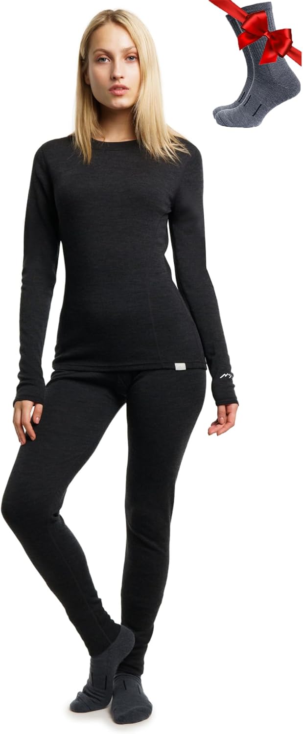 Merino.tech 100% Merino Unterwäsche Damen Set - Leicht, Mittelgewicht, Funktionsunterwäsche Merinowo