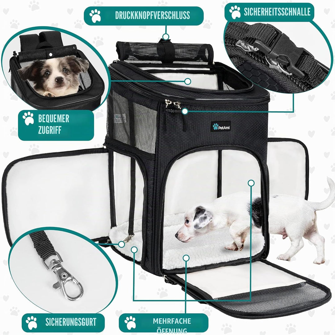 PetAmi Hunderucksack, von Fluggesellschaften zugelassene Rucksäcke für kleine & grosse Katzen, Haust