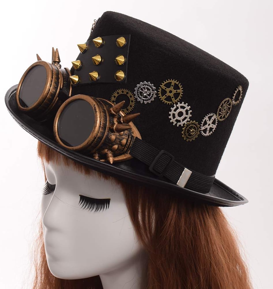 GRACEART Zauberkasten Steampunk Zylinder Hut Steampunk Herren and Steampunk Damen with Goggles, Gear