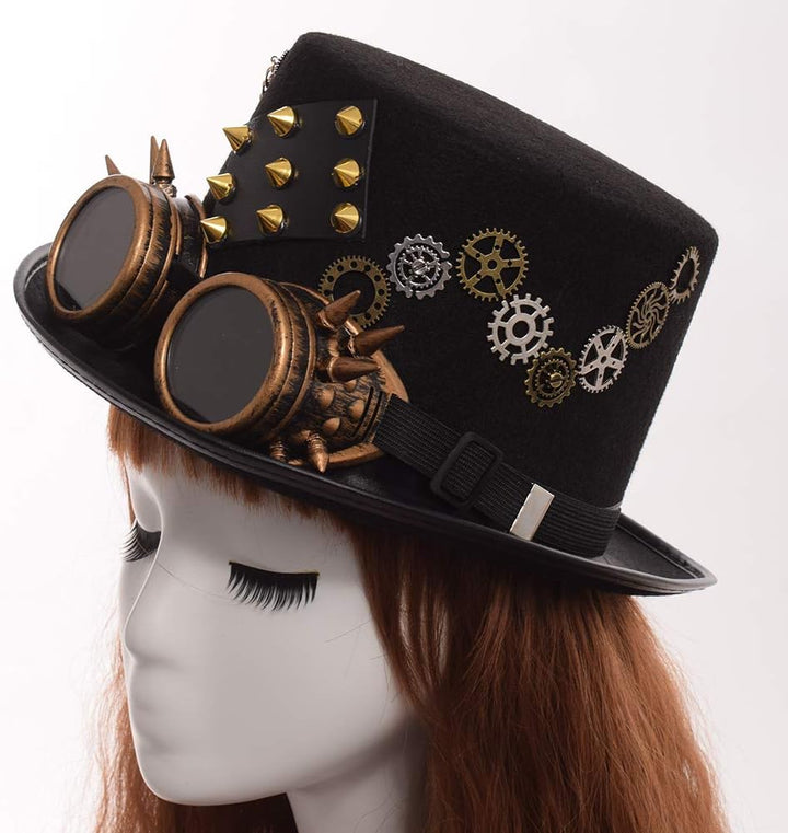 GRACEART Zauberkasten Steampunk Zylinder Hut Steampunk Herren and Steampunk Damen with Goggles, Gear