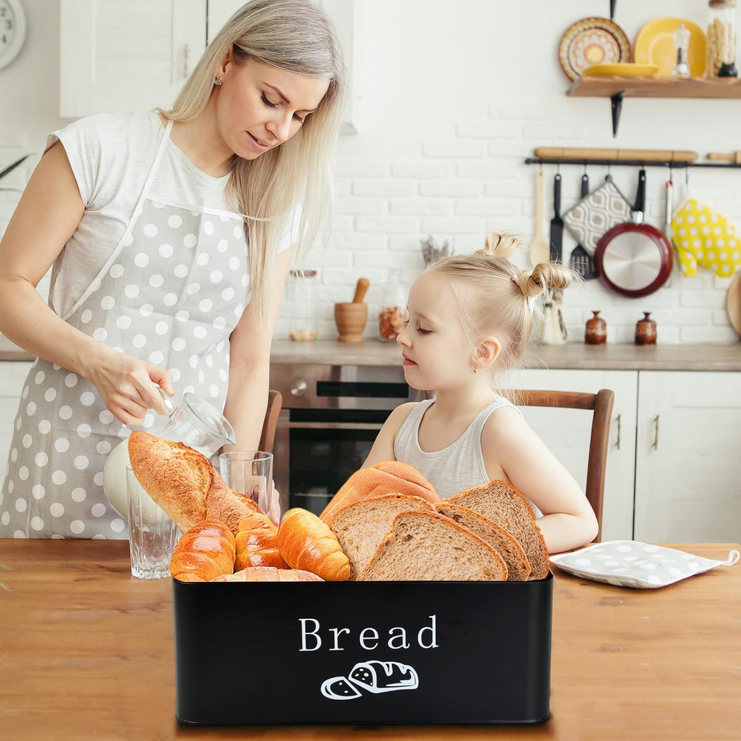 Joyan Brotkasten Metall mit Bambusdeckel als Schneidebrett - Grosse Brotbox für langanhaltende Frisc