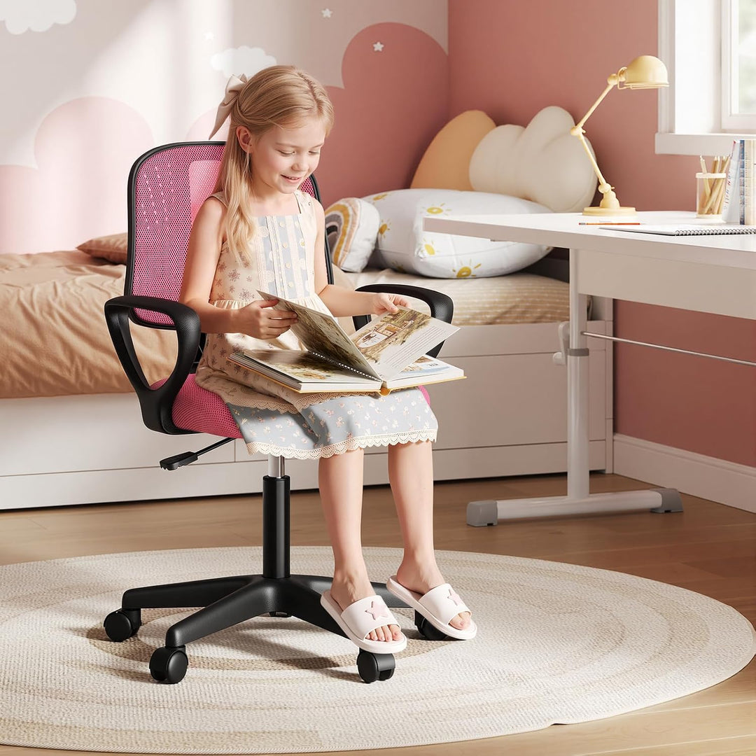 Klihome Schreibtischstuhl Kinder, Bürostuhl ergonomisch, Drehstuhl mit Rollen Armlehnen, Kinderdrehs