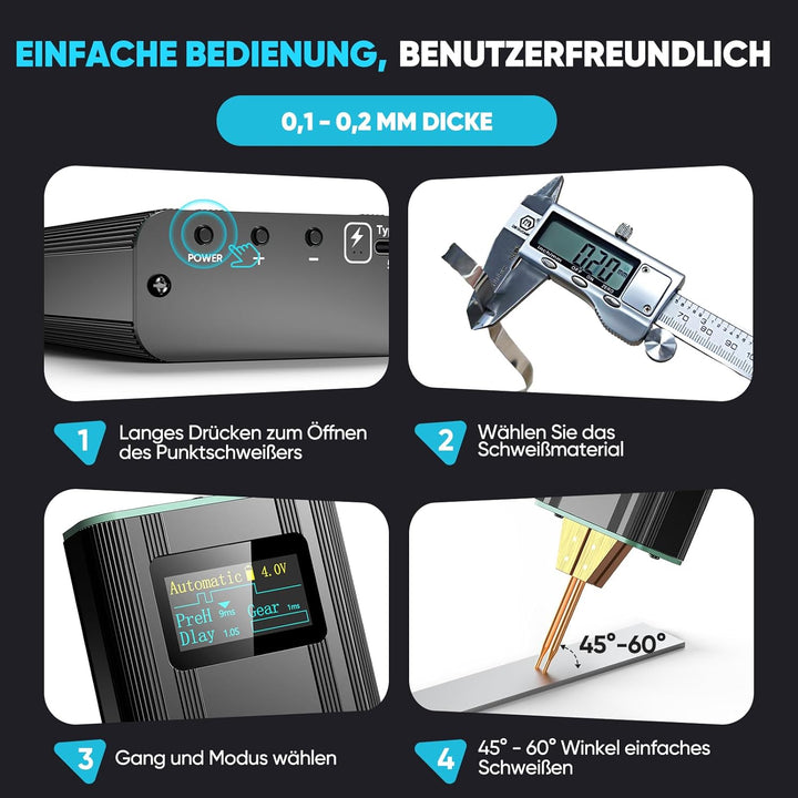 SEESII Punktschweissgerät für Akkus: Kabelloses Handwerkzeug, Klarer Bildschirm, Metallgehäuse, Trag