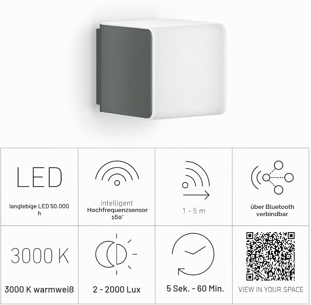 Steinel LED Wandleuchte L 830 SC anthrazit, Wandleuchte, 160° iHF-Bewegungsmelder, vernetzbar, per A
