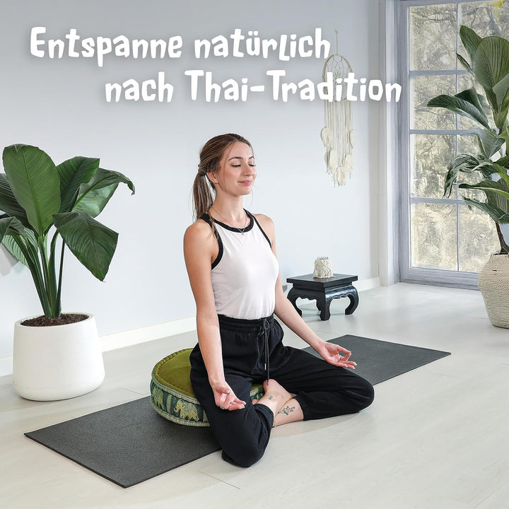 livasia Meditationskissen mit Thaiseide, Yogakissen mit Kapok, Pouf, Bodenkissen für Yoga und Zen Me