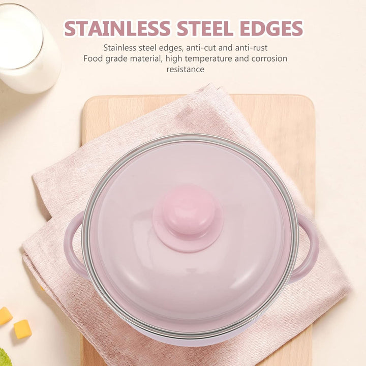 Housoutil Emaillierter Doppelohr-suppentopf Behandelter Nudeltopf Metall Salat Schale Emaillierter O