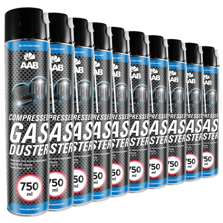 AAB Druckluftspray 10 x 750ml, Druckgasreiniger, Druckluft aus der Dose für die Reinigung von Tastat