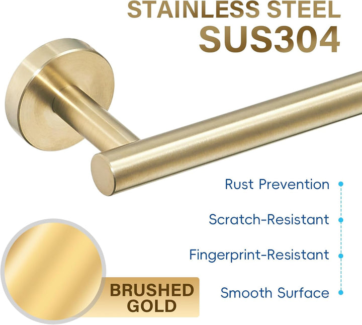 Gold Gebürstet Handtuchhalter,Klopapierhalter,2 Stück Badezimmer,Wand Badezimmer Zubehör,Edelstahl S