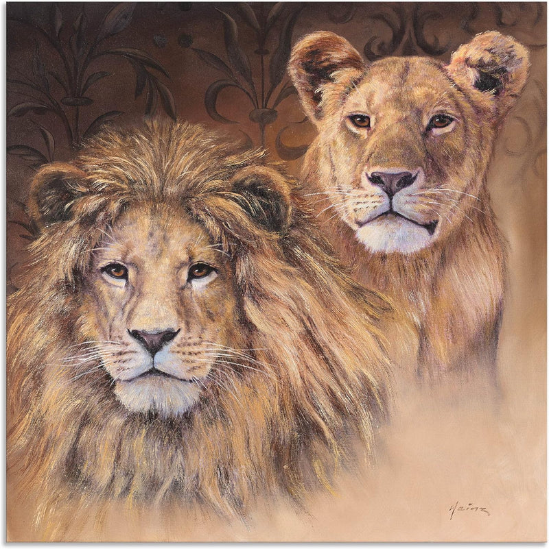 ARTland Wandbild Alu Verbundplatte für Innen & Outdoor Bild 50 x 50 cm Tiere Wildtiere Raubkatze Mal