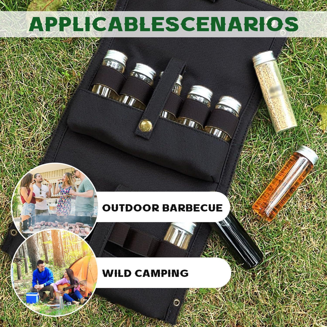Tissting Gewürzgläser Set, 10 Pcs Gewürzstreuer Camping Outdoor Gewürztasche Camping Gewürze Set Tra