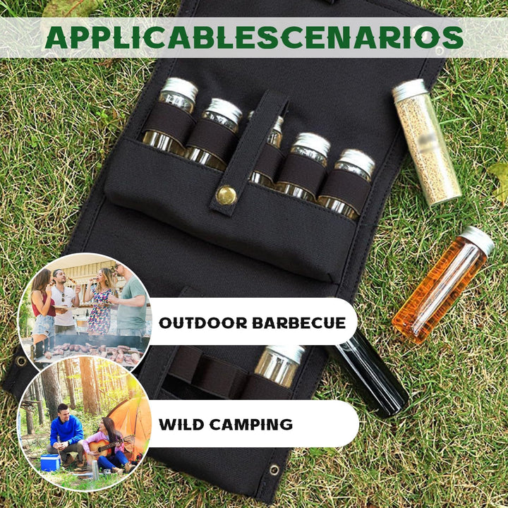 Tissting Gewürzgläser Set, 10 Pcs Gewürzstreuer Camping Outdoor Gewürztasche Camping Gewürze Set Tra