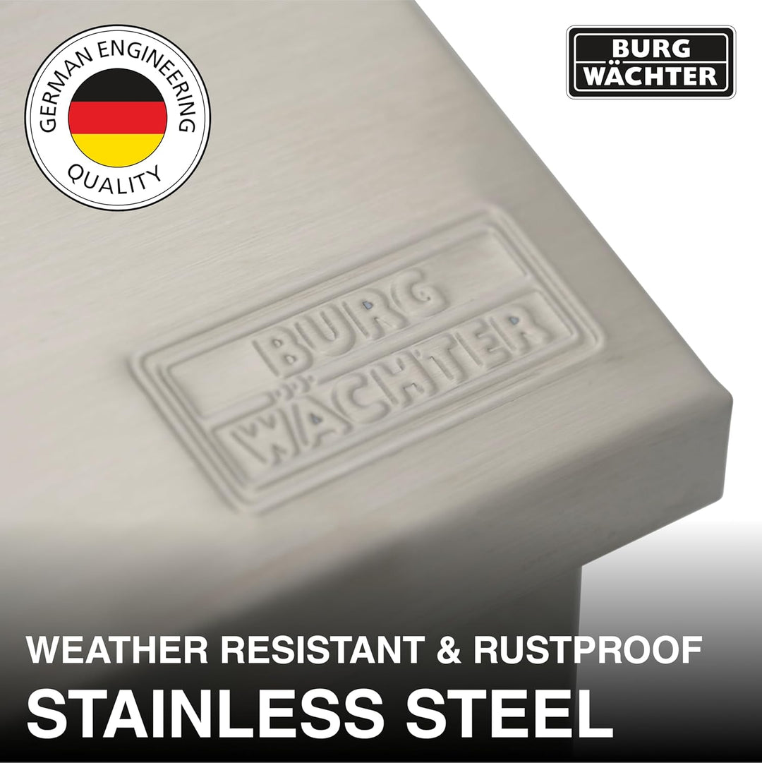 Sterling MB03ST Moderner Briefkasten, Aus Edelstahl 368mm x 368mm x 114mm Edelstahl, 368mm x 368mm x