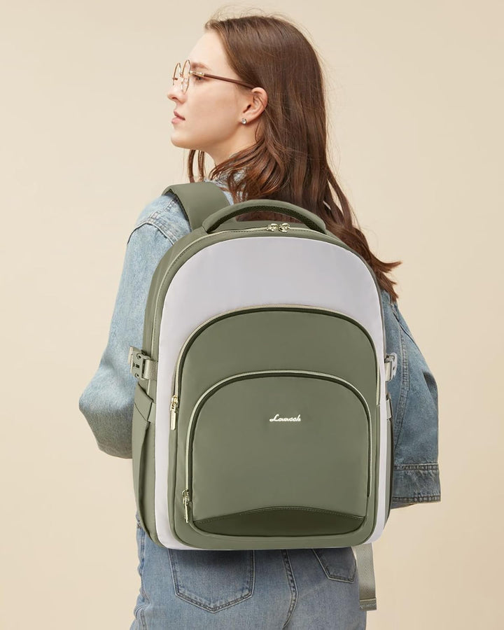 LOVEVOOK Rucksack Damen, 15,6 Zoll Laptop Schulrucksack Wasserdicht, Schultasche Teenager Backpack W
