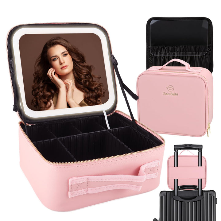 Kosmetiktasche mit LED Beleuchtung Licht, Make up Tasche Koffer Verstauen für Reisen, Kosmetikkoffer
