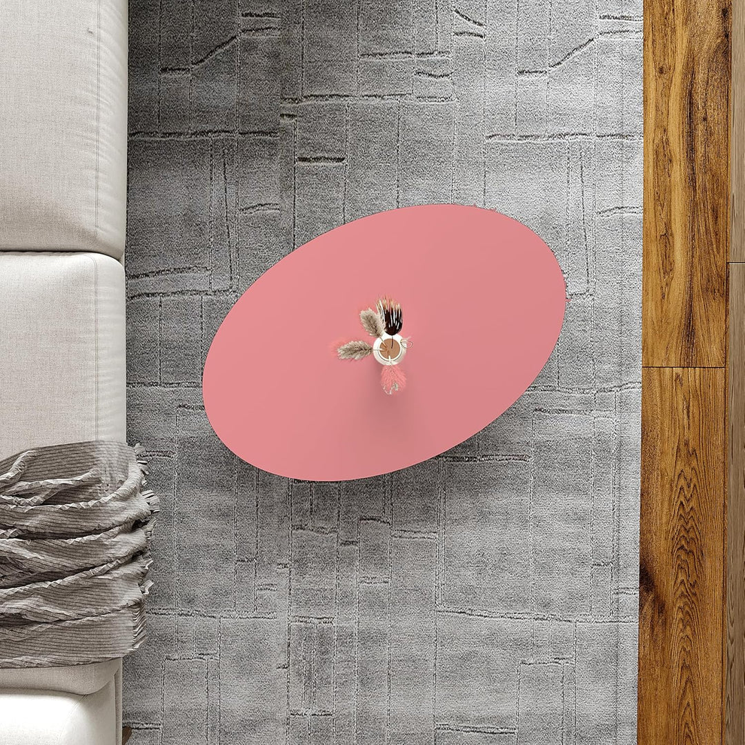 [en.casa] Couchtisch Højreby Sofatisch mit 1 Ablage oval Wohnzimmer 70 x 44 x 43 cm Beine aus Buchen