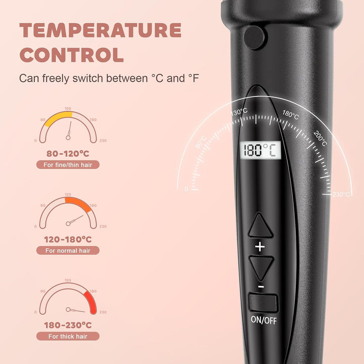 NWOUIIAY Lockenstab 5 in 1 LCD Lockenstab Grosse Locken & Kleine Locken, Lockenstäbe mit Keramikbesc