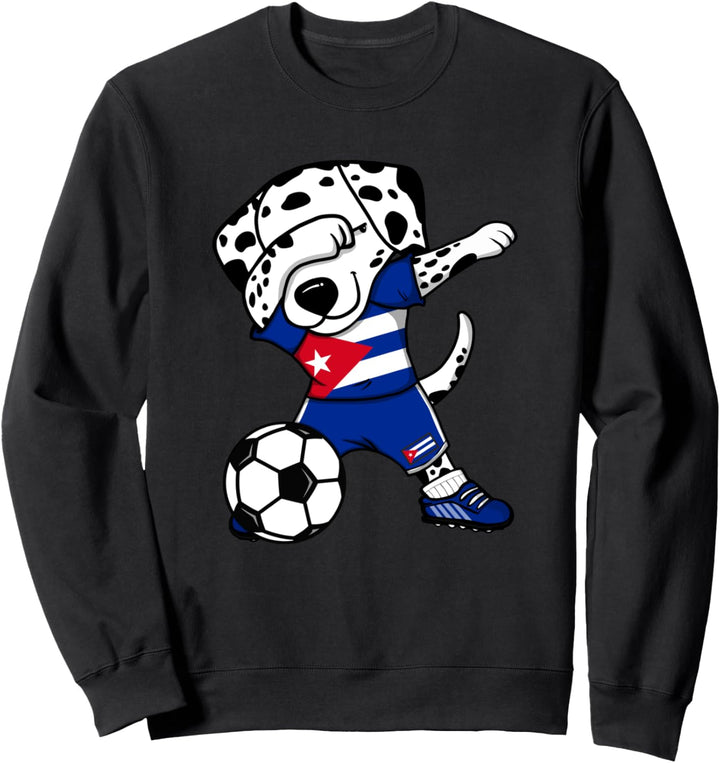 Dabbing Dalmatiner Hund Kuba Fussball Kubanische Flagge Sport Sweatshirt