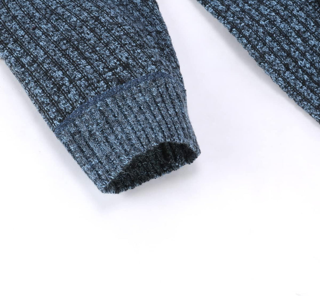 YOUTHUP Herren Strickjacke mit Stehkragen Fleecejacke Warm Übergangsjacke Reissverschluss Pullover M