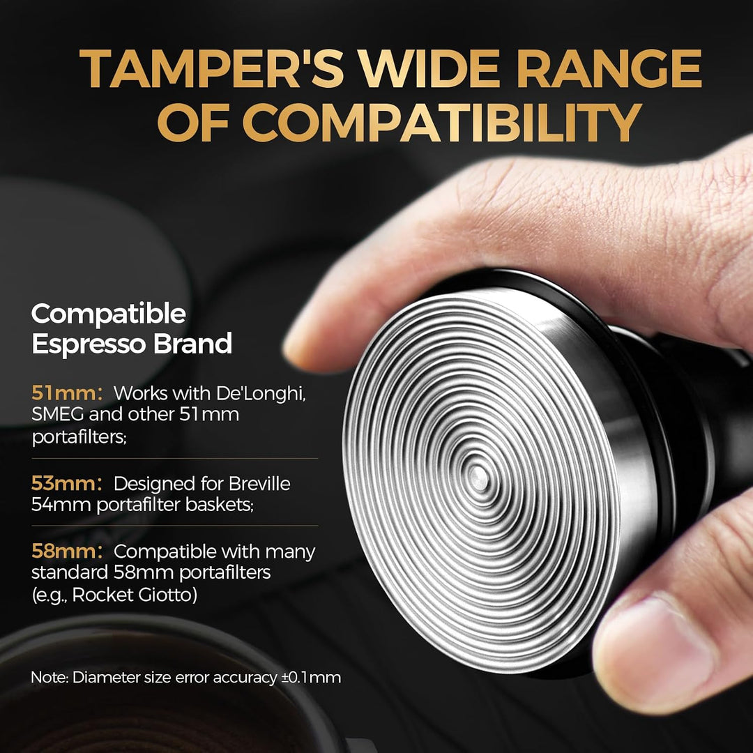 IKAPE 51mm Espresso Tamper, Premium Barista Kaffee Tamper mit kalibrierten Feder belastet, 100% Edel