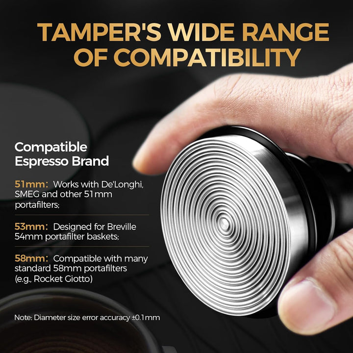 IKAPE 58.35mm Espresso Tamper, Premium Barista Kaffee Tamper mit kalibrierter Feder belastet, 100% E